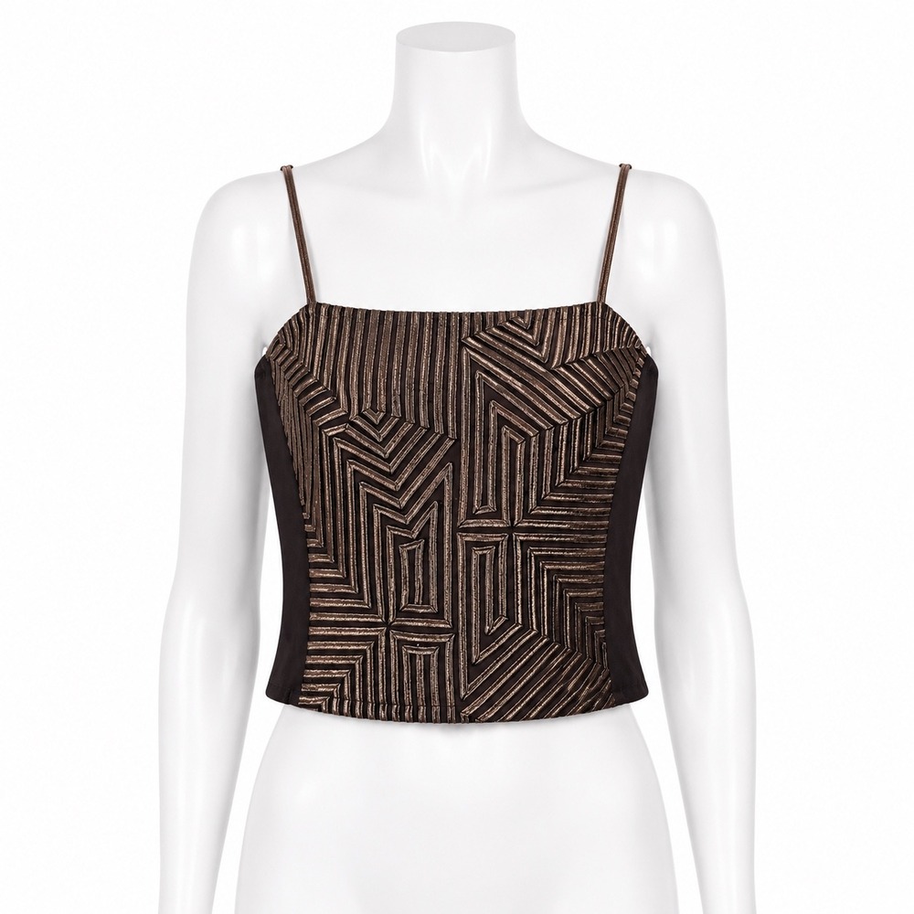 Andrea Rosati Camisole Women 6 Brown Bronze Geometric Metallic Embroidered Cami